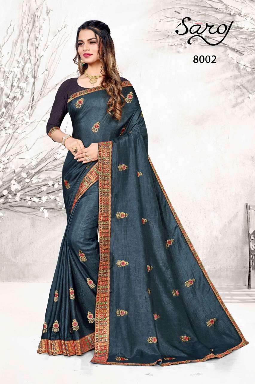 Saroj Diya Catalog Party Wear Silk Embroidery Work Sarees