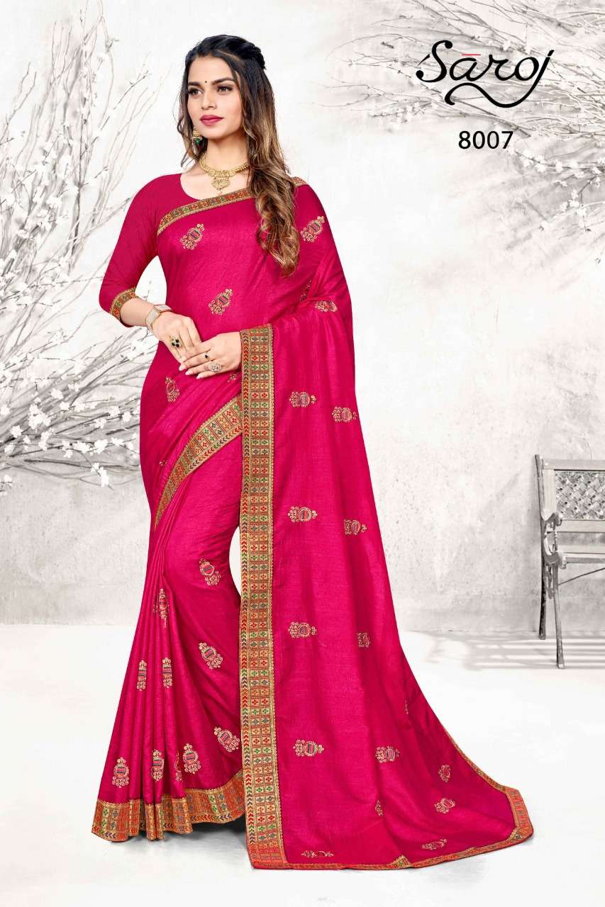 Saroj Diya Catalog Party Wear Silk Embroidery Work Sarees