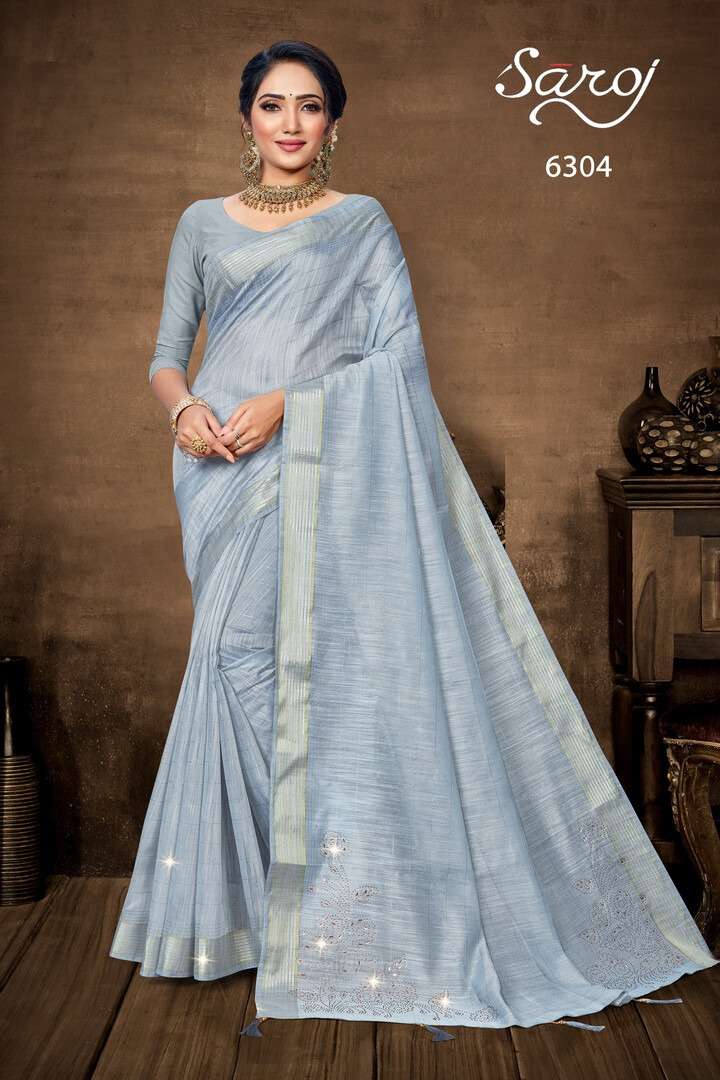 Saroj Jalwaa Vol 1 Catalog Fancy Wear Linen Cotton Sarees 