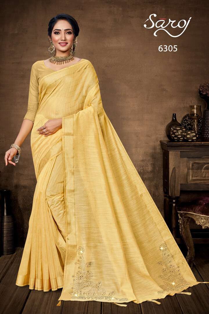 Saroj Jalwaa Vol 1 Catalog Fancy Wear Linen Cotton Sarees 