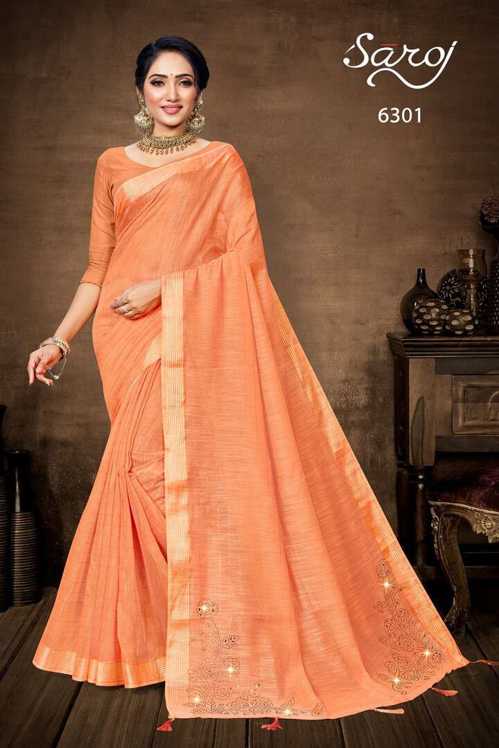 Saroj Jalwaa Vol 1 Catalog Fancy Wear Linen Cotton Sarees 