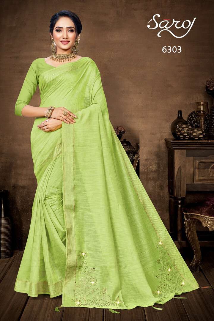 Saroj Jalwaa Vol 1 Catalog Fancy Wear Linen Cotton Sarees 