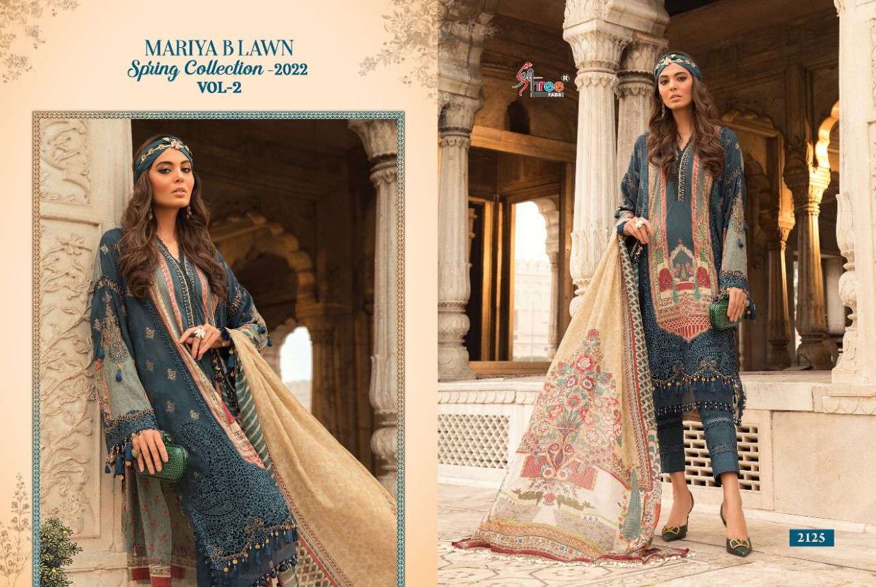 Shree Mariya B Lawn Spring 2022 Vol 2 Catalog Party Wear Cotton Embroidery Pakistani Salwar Suits 