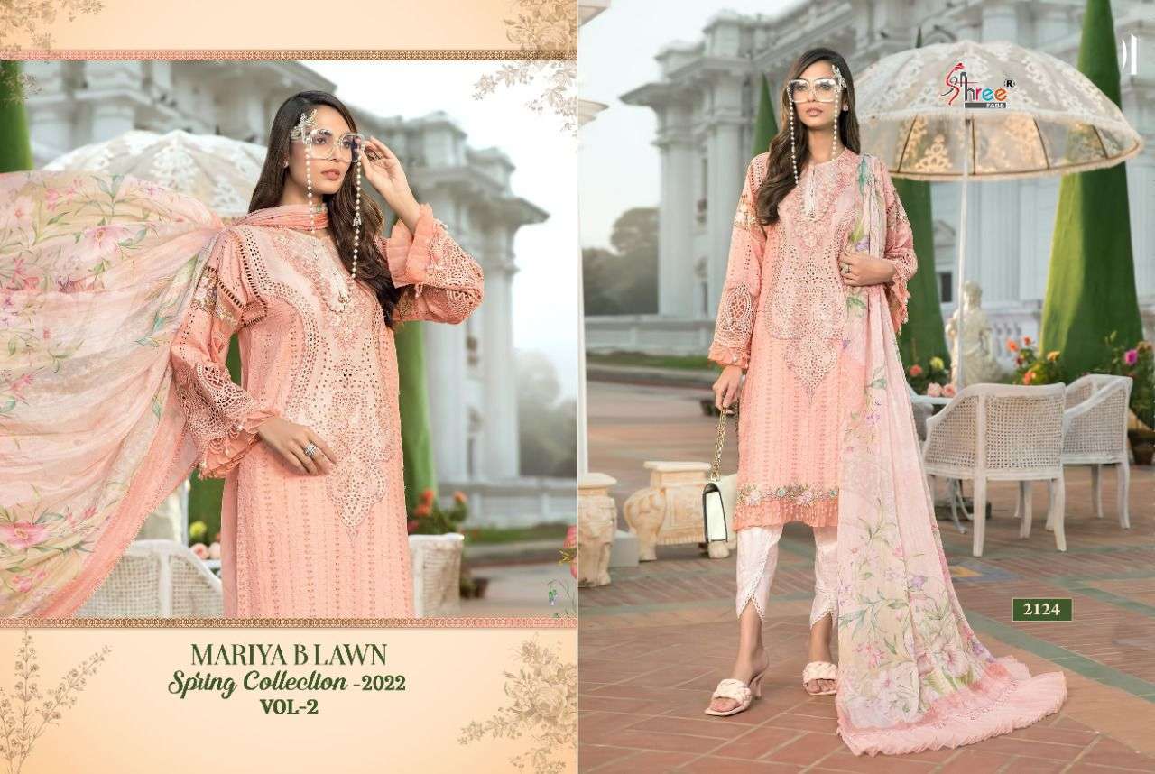 Shree Mariya B Lawn Spring 2022 Vol 2 Catalog Party Wear Cotton Embroidery Pakistani Salwar Suits 