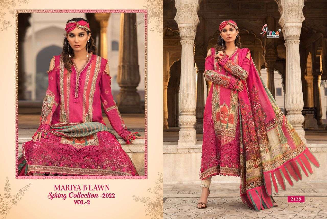Shree Mariya B Lawn Spring 2022 Vol 2 Catalog Party Wear Cotton Embroidery Pakistani Salwar Suits 