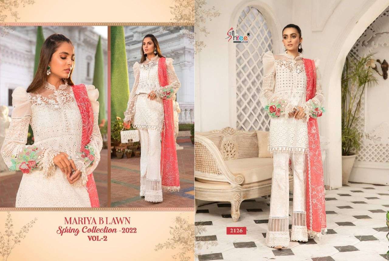 Shree Mariya B Lawn Spring 2022 Vol 2 Catalog Party Wear Cotton Embroidery Pakistani Salwar Suits 