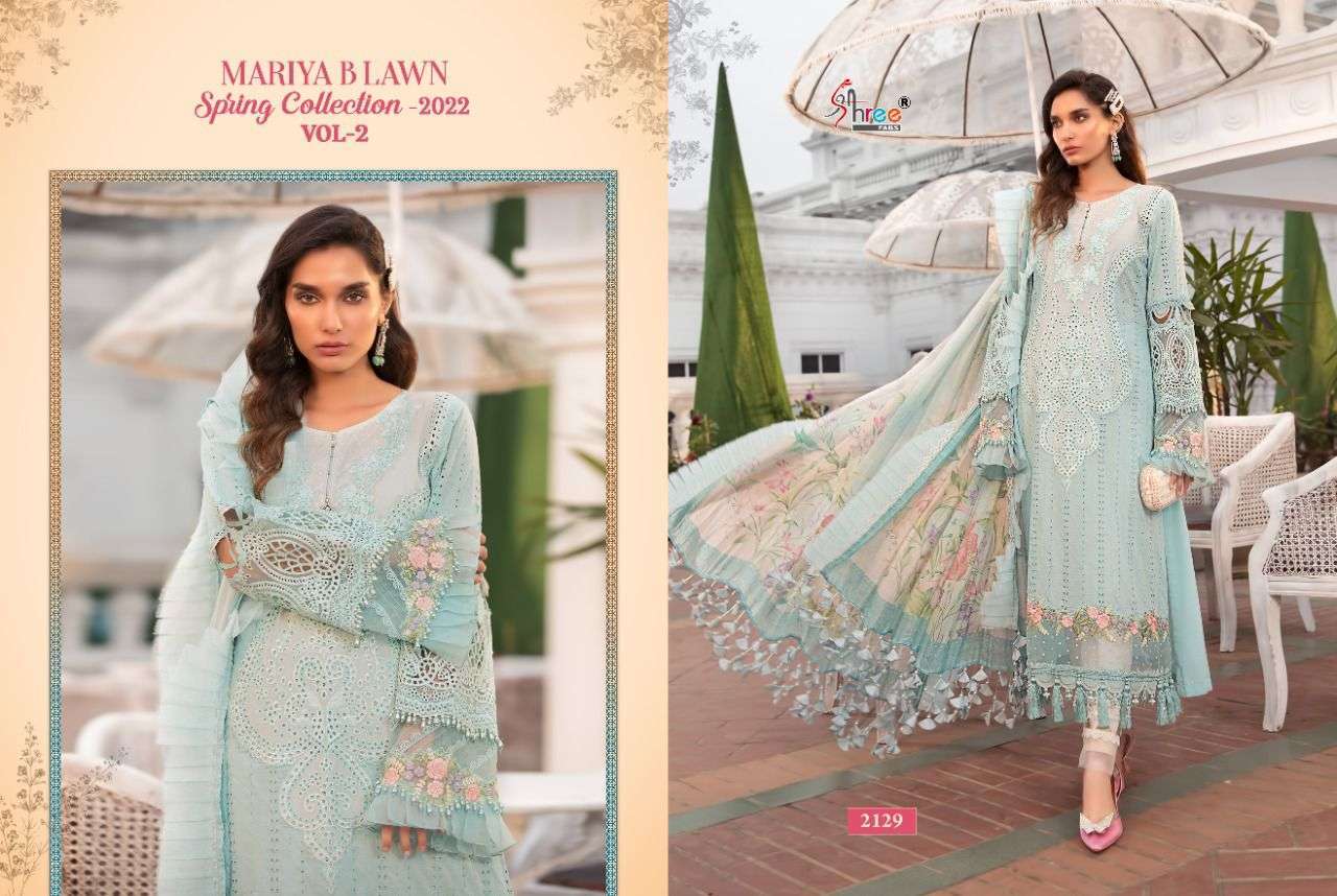 Shree Mariya B Lawn Spring 2022 Vol 2 Catalog Party Wear Cotton Embroidery Pakistani Salwar Suits 