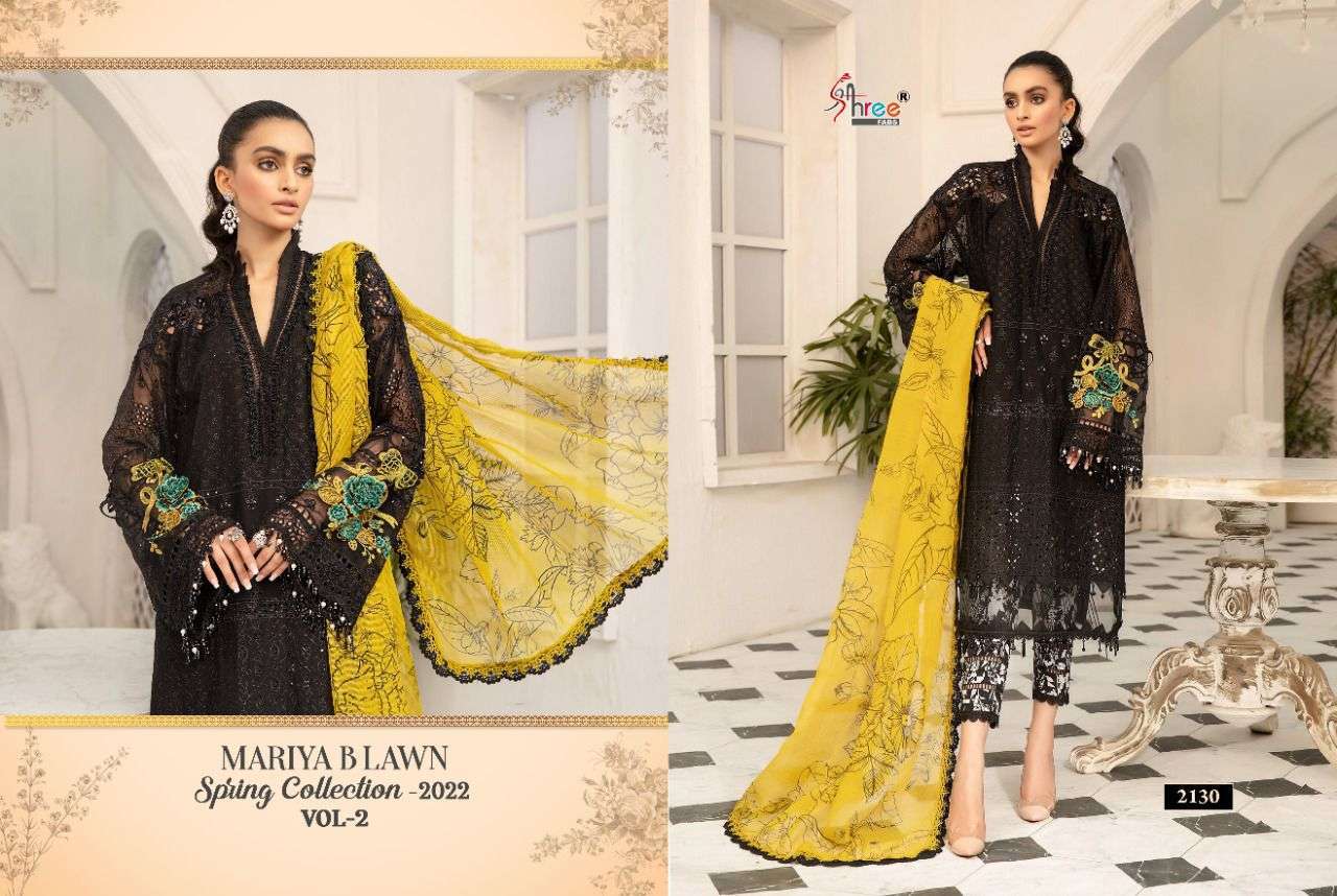 Shree Mariya B Lawn Spring 2022 Vol 2 Catalog Party Wear Cotton Embroidery Pakistani Salwar Suits 
