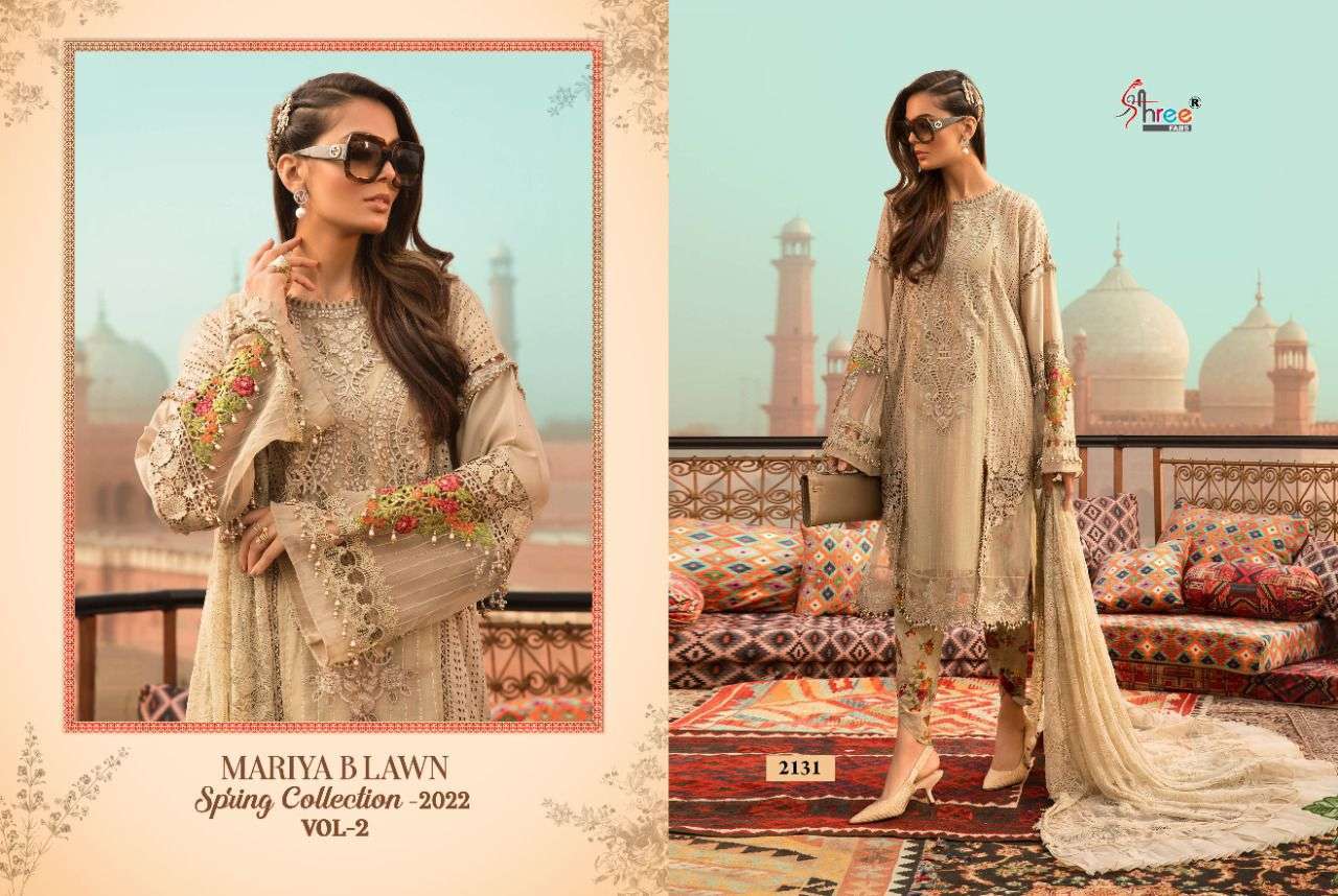 Shree Mariya B Lawn Spring 2022 Vol 2 Catalog Party Wear Cotton Embroidery Pakistani Salwar Suits 