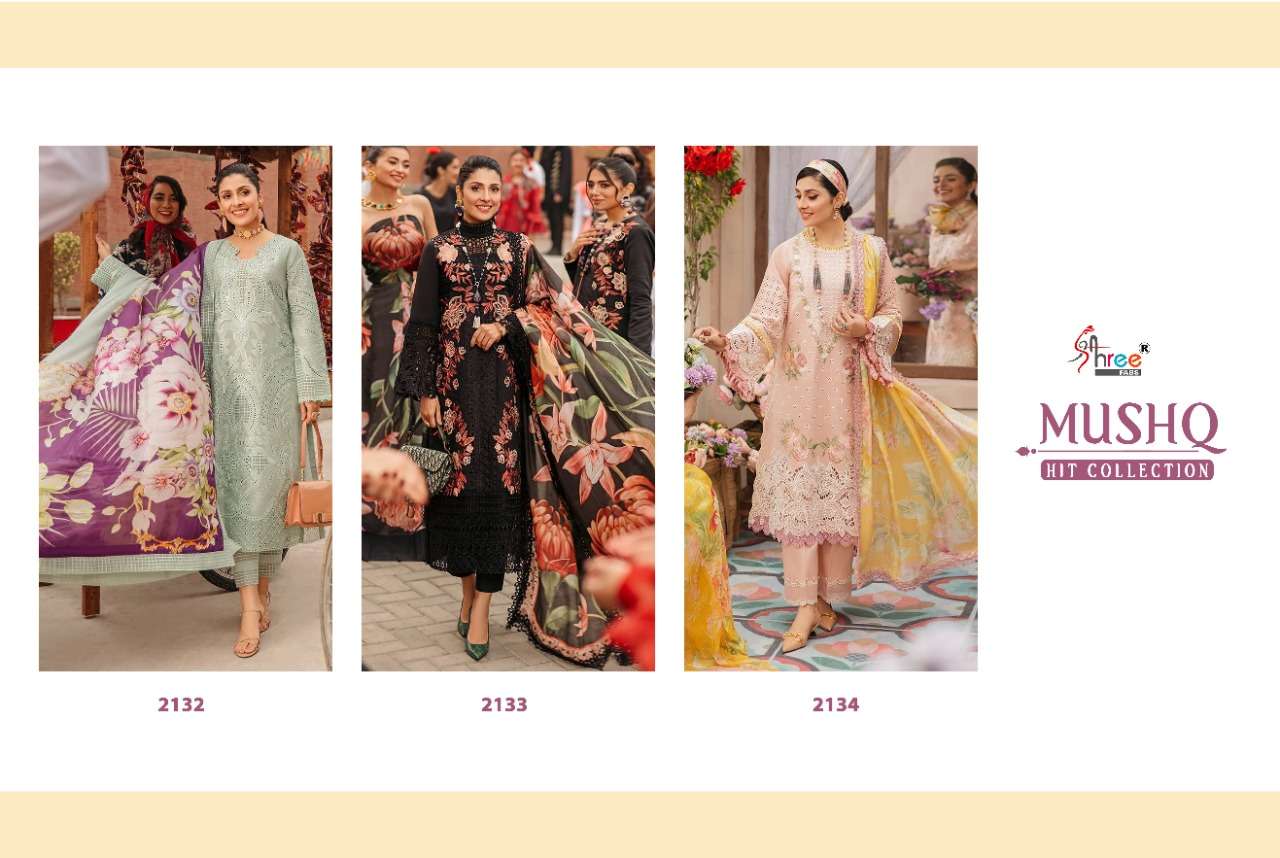Shree Mushq Hit Collection Catalog Exclusive Wear Cotton Embroidery Pakistani Salwar Kameez 