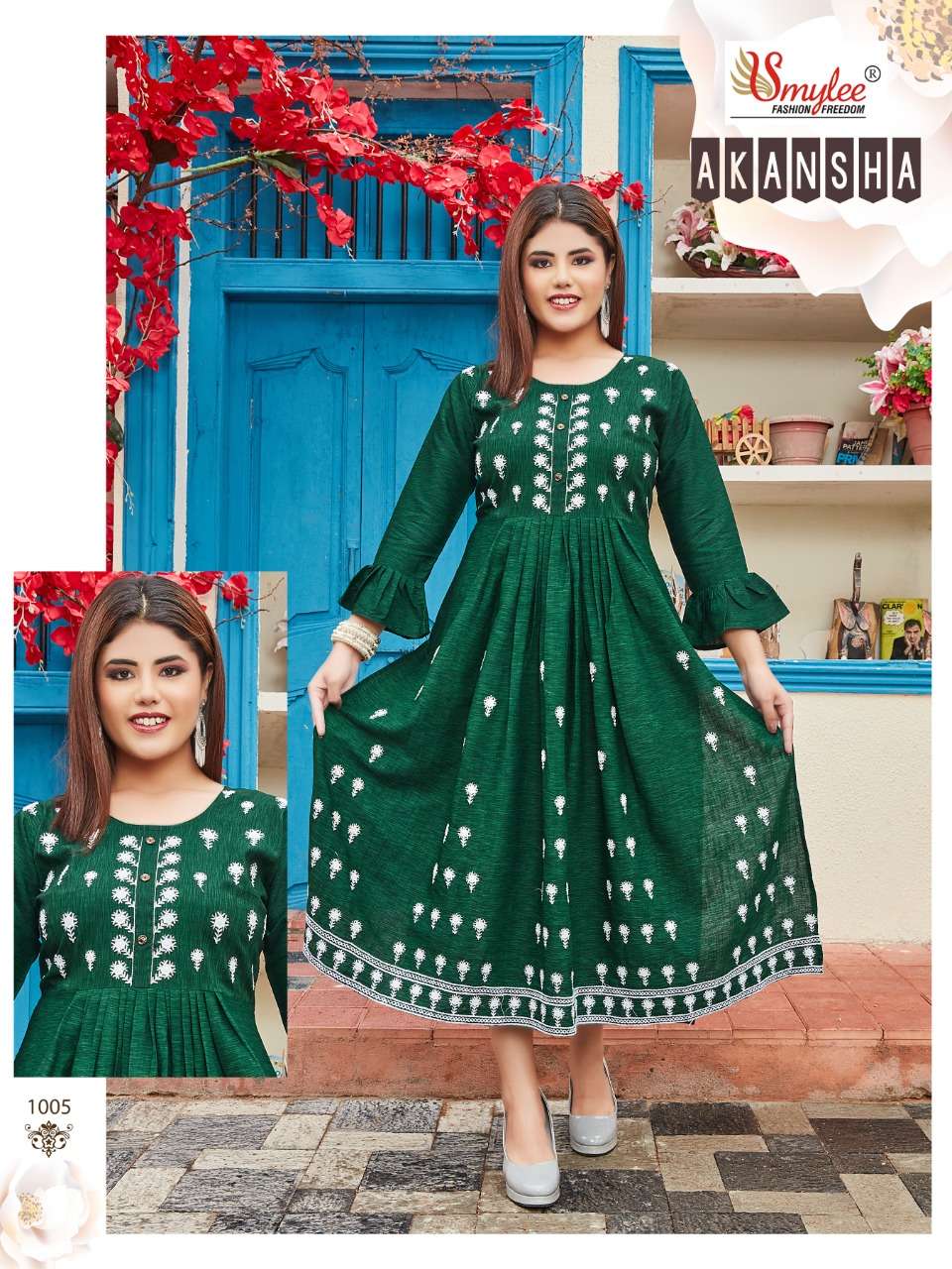 Smylee Akansha Catalog Designer Wear Long Anarkali Kurtis