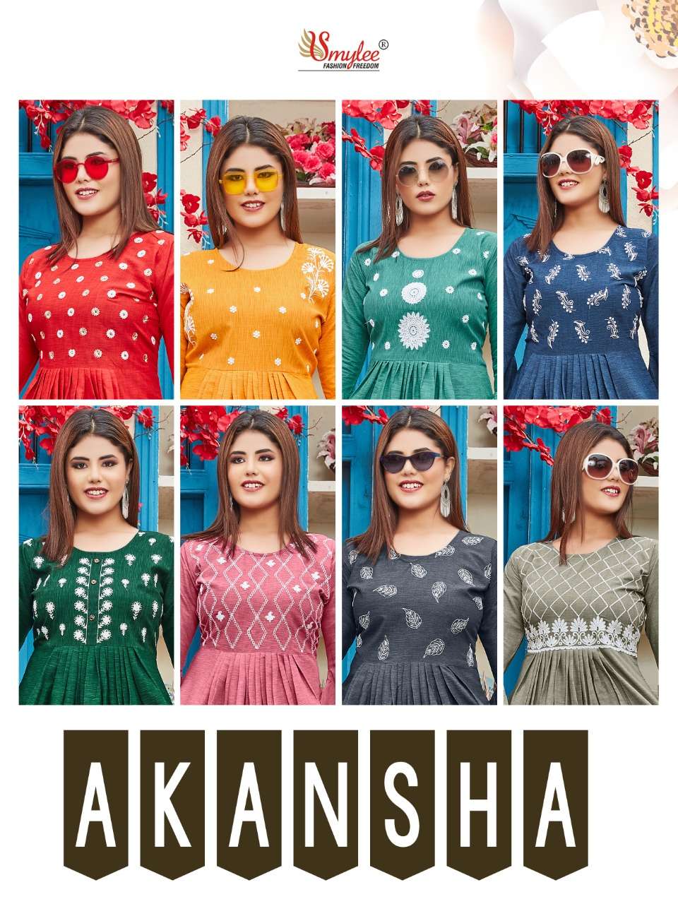 Smylee Akansha Catalog Designer Wear Long Anarkali Kurtis