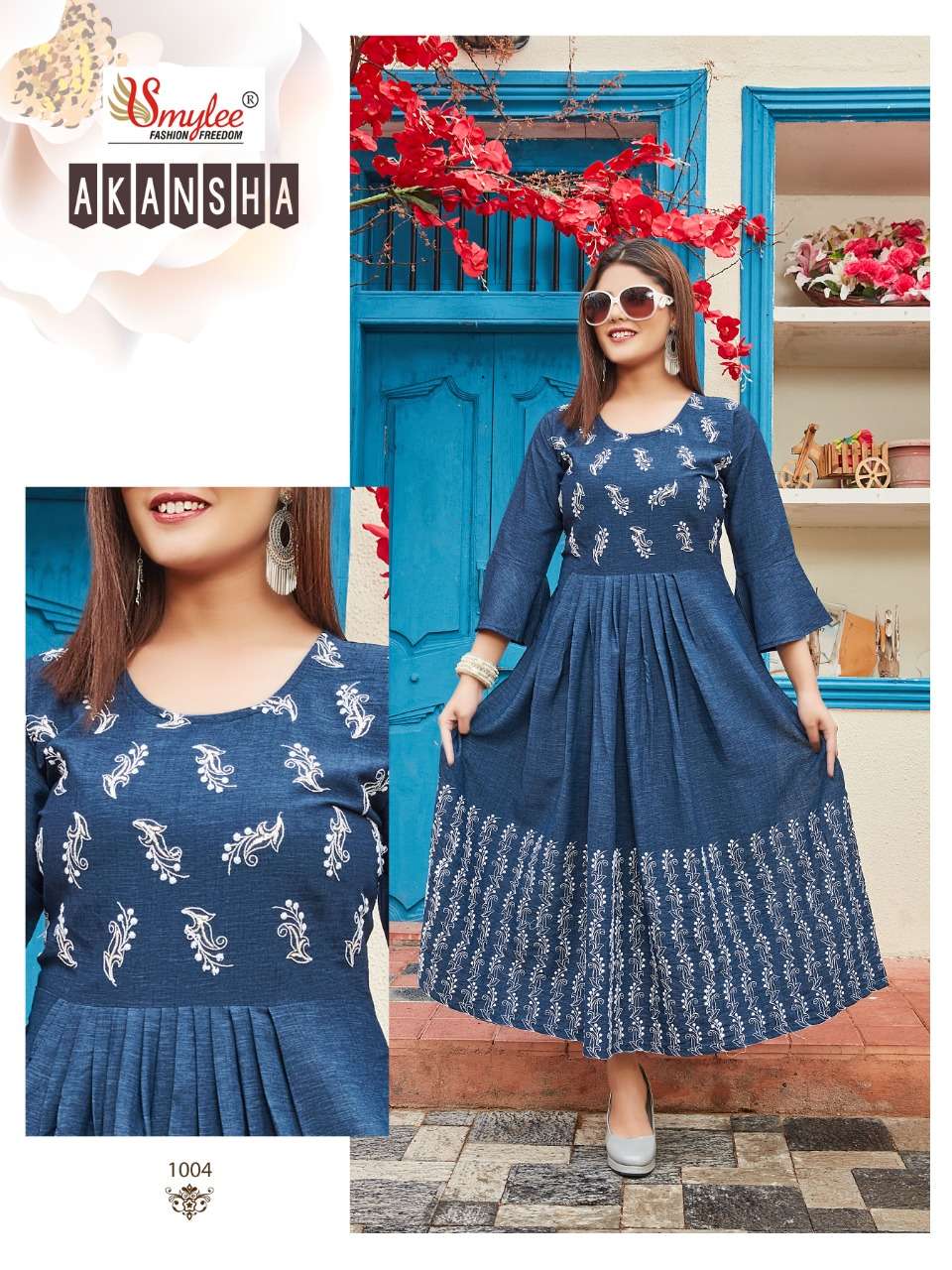 Smylee Akansha Catalog Designer Wear Long Anarkali Kurtis