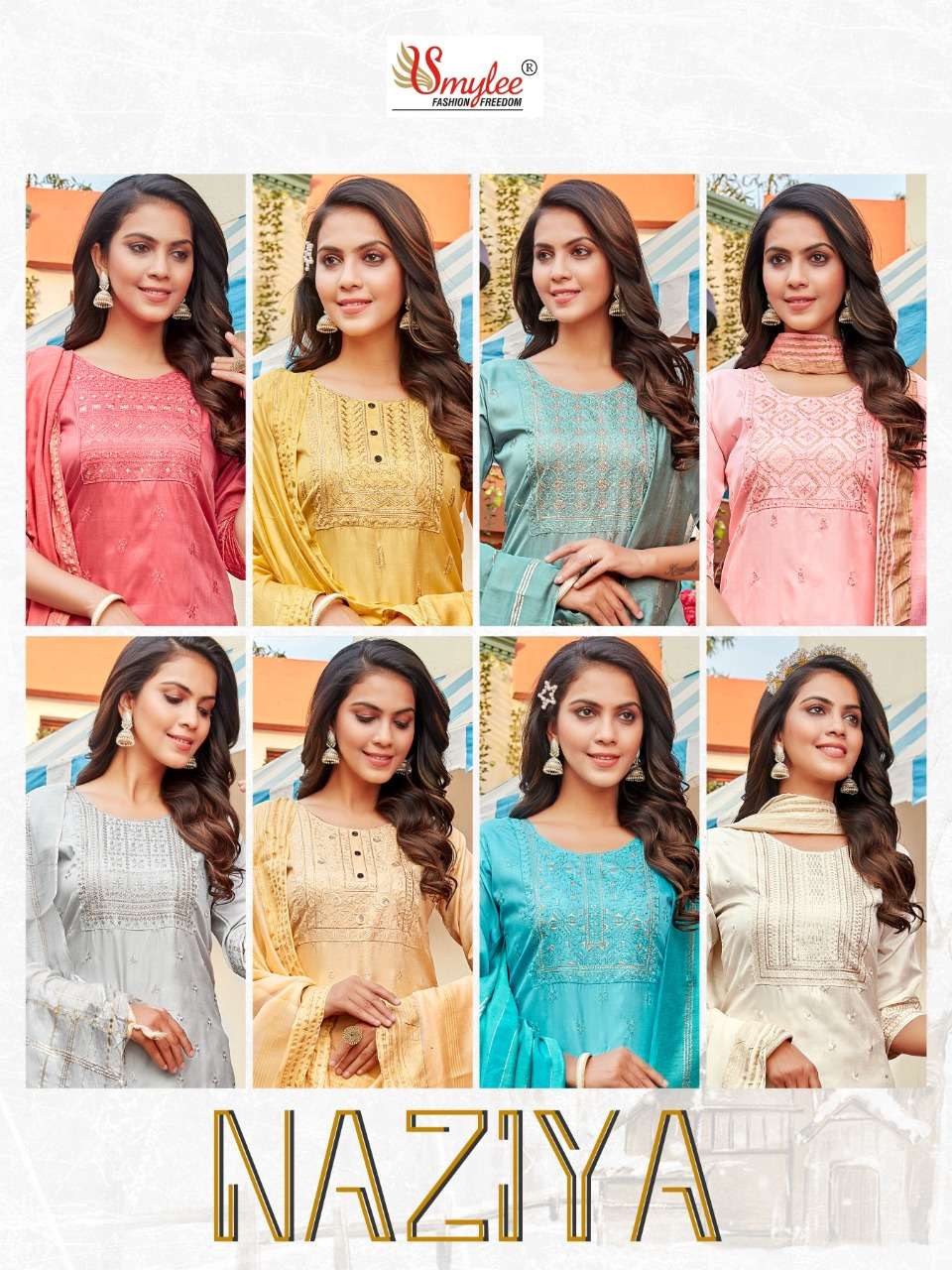 Smylee Naziya Catalog Festive Wear Readymade Top Bottom Dupatta 