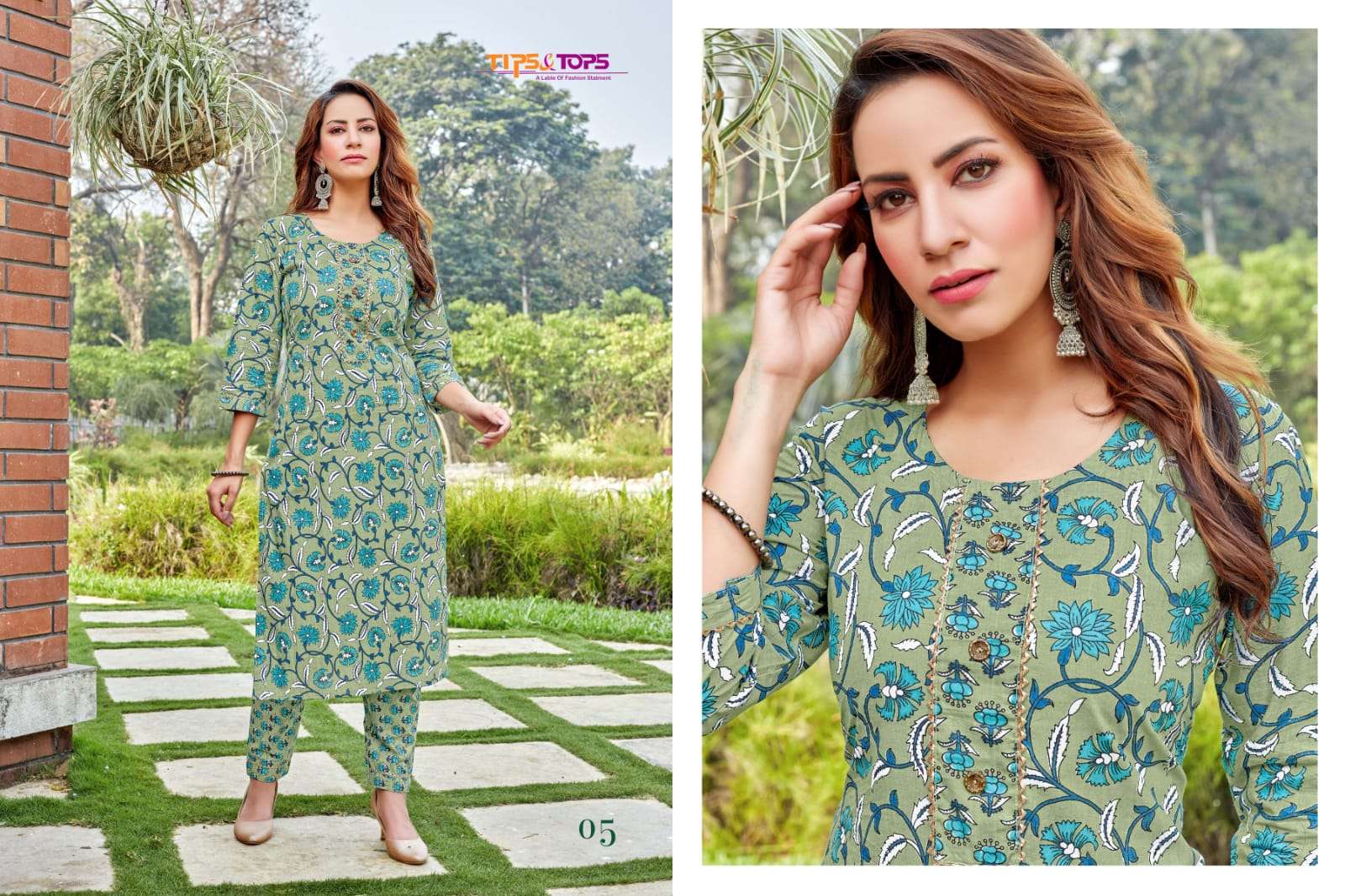 Tips & Tops Cotton Ghazal Catalog Regular Wear Cotton Kurti With Pent 