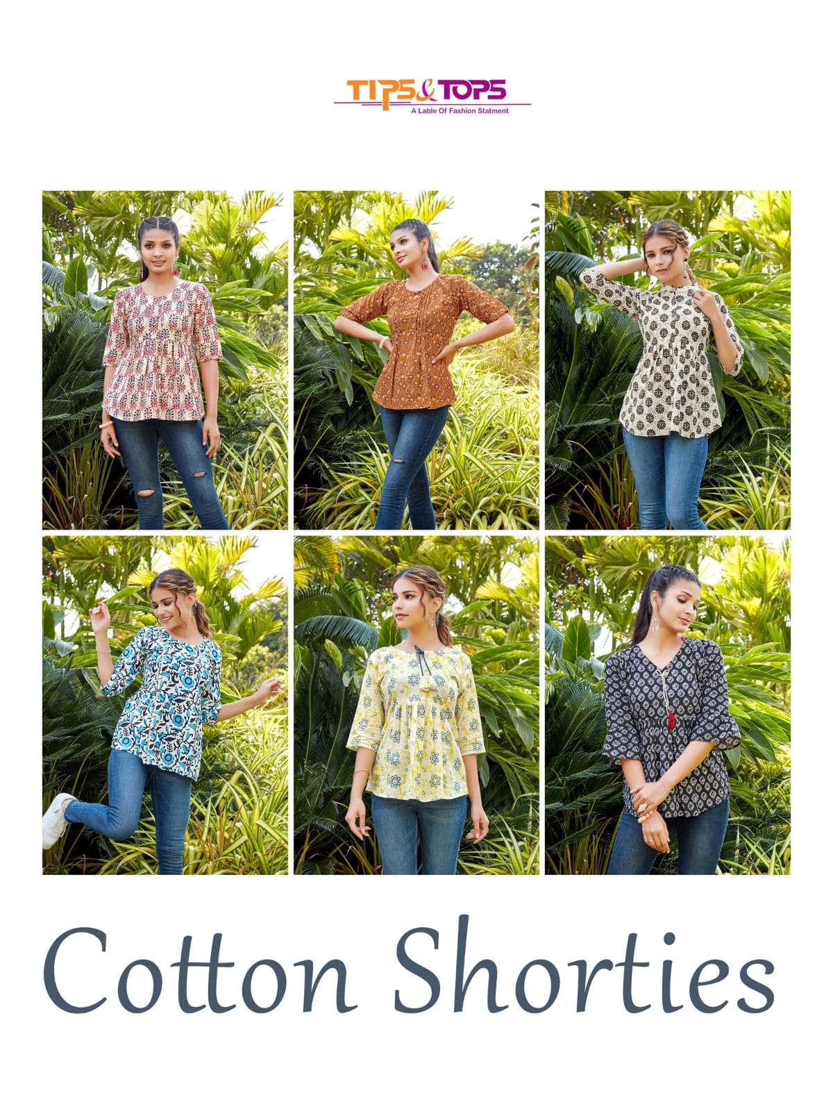 Tips & Tops Cotton Shorties Catalog Wester Wear Cotton Printed Tops Wholesale In Surat 