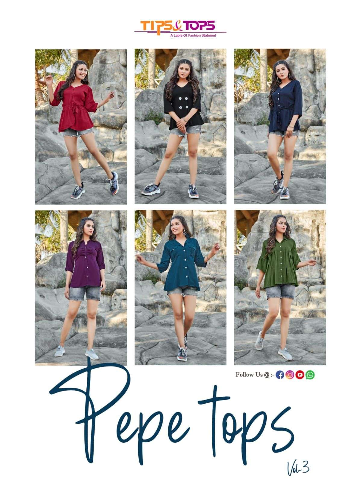 Tips & Tops Pepe Tops Vol 3 Catalog Beautiful Western Wear Rayon Tops  