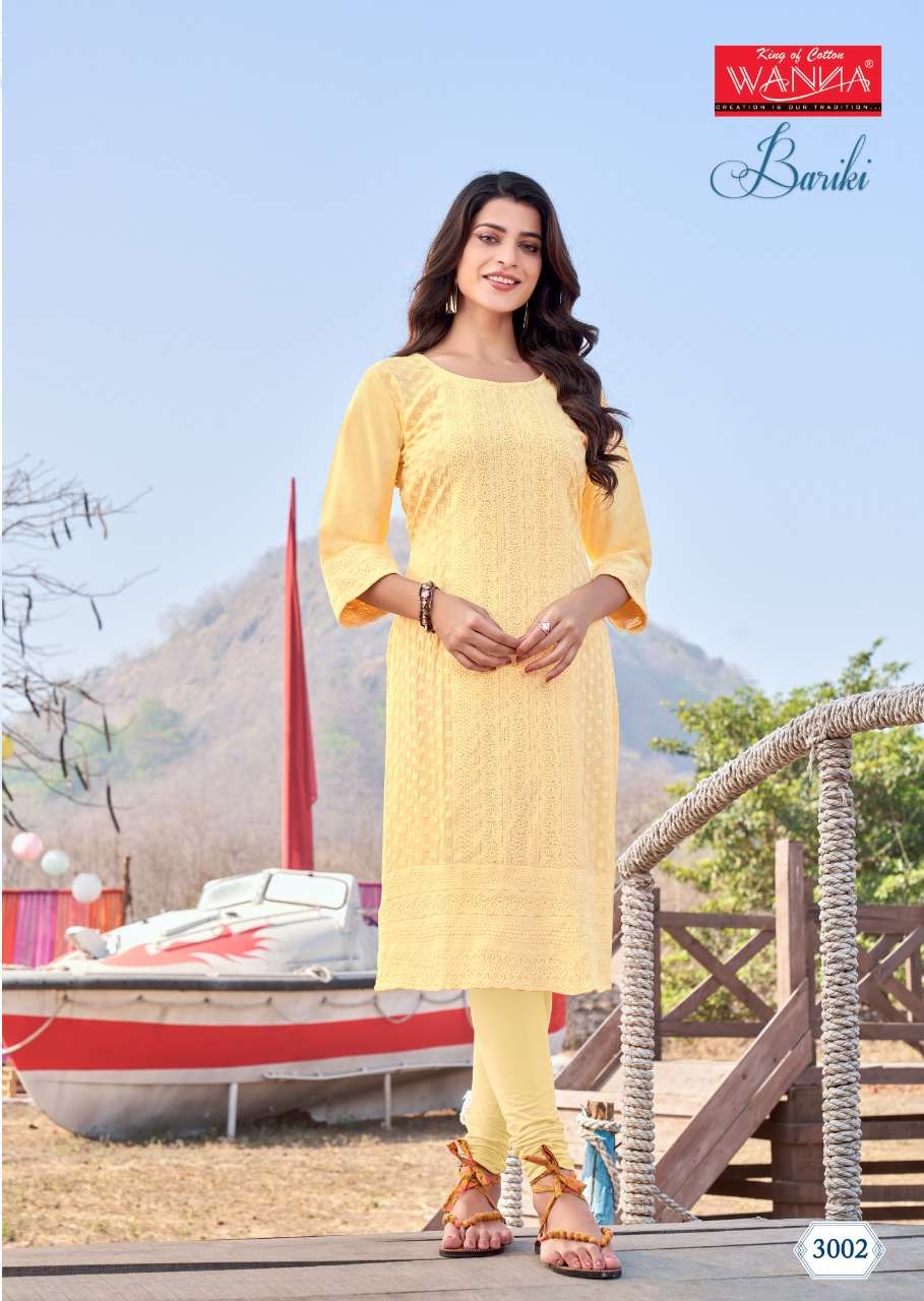 Wanna Bariki Vol 3 Catalog Fancy Wear Chikan Work Kurtis  