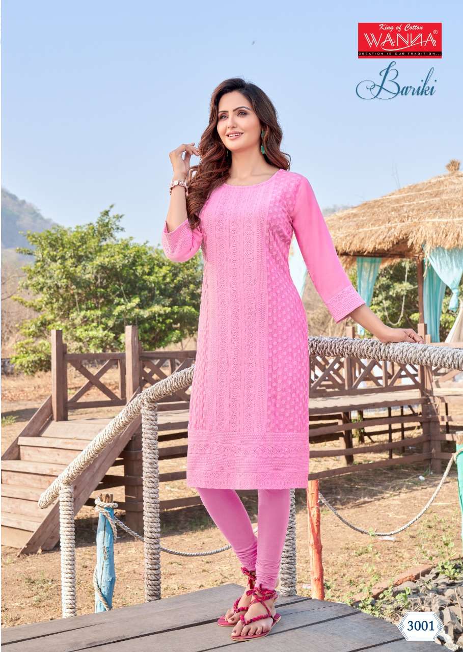 Wanna Bariki Vol 3 Catalog Fancy Wear Chikan Work Kurtis  