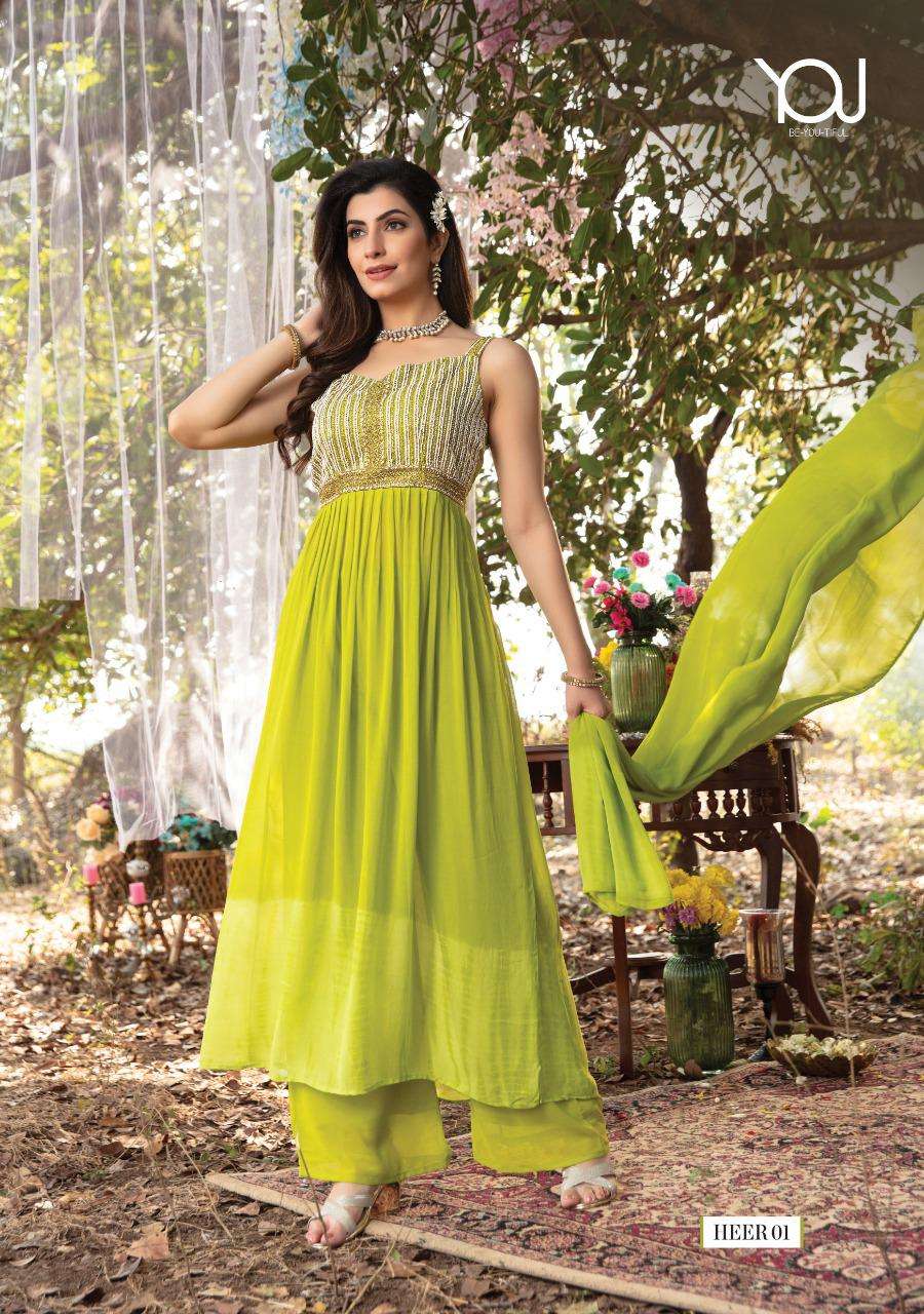 Wanna Heer Catalog Fancy Wear Readymade Long Anarkali Gowns 