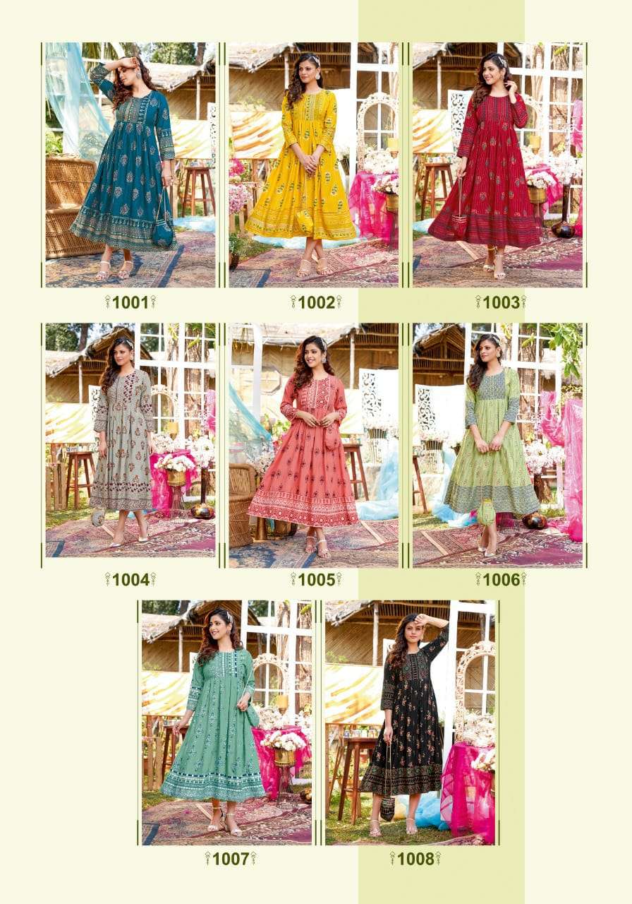 Wanna Inaya Catalog Festive Wear Rayon Anarkali Kurtis 