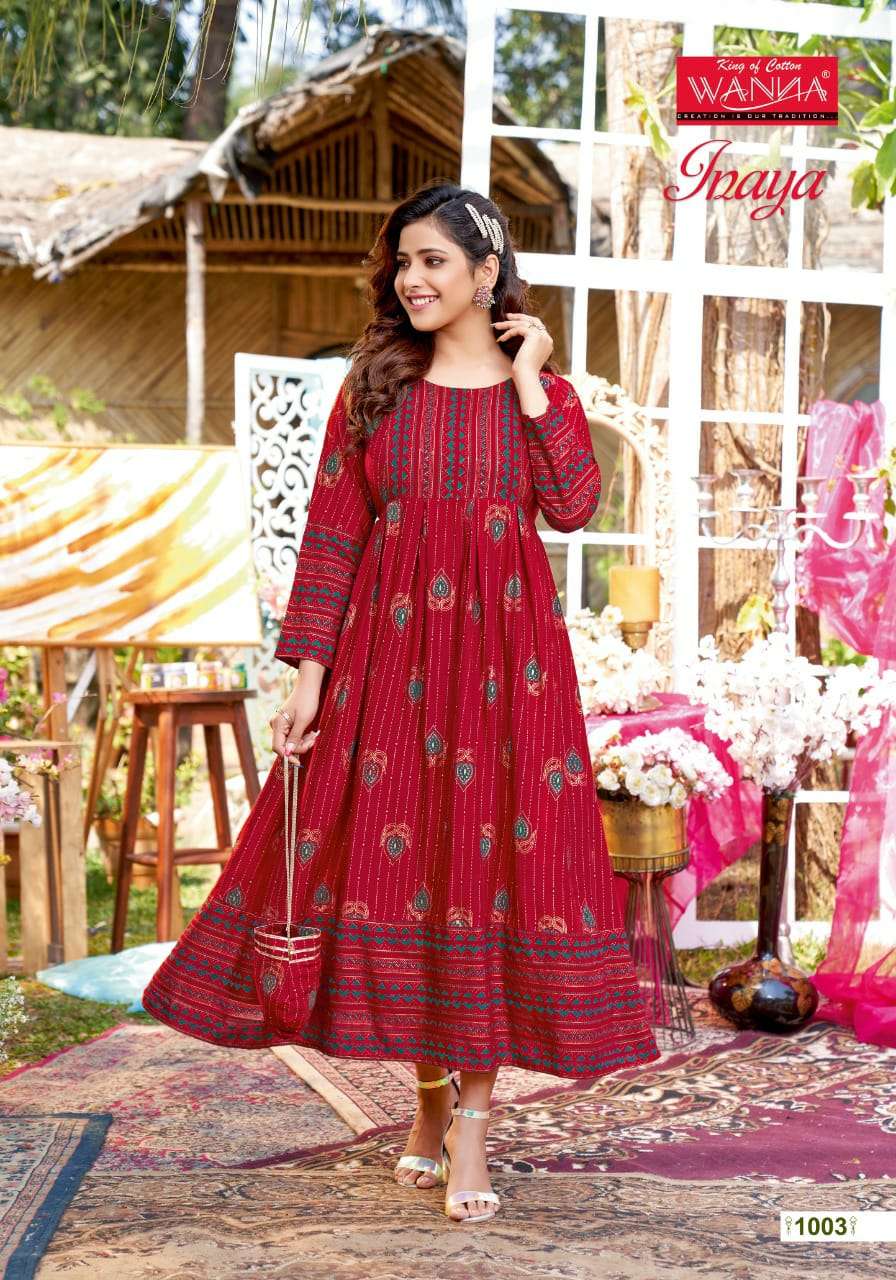 Wanna Inaya Catalog Festive Wear Rayon Anarkali Kurtis 