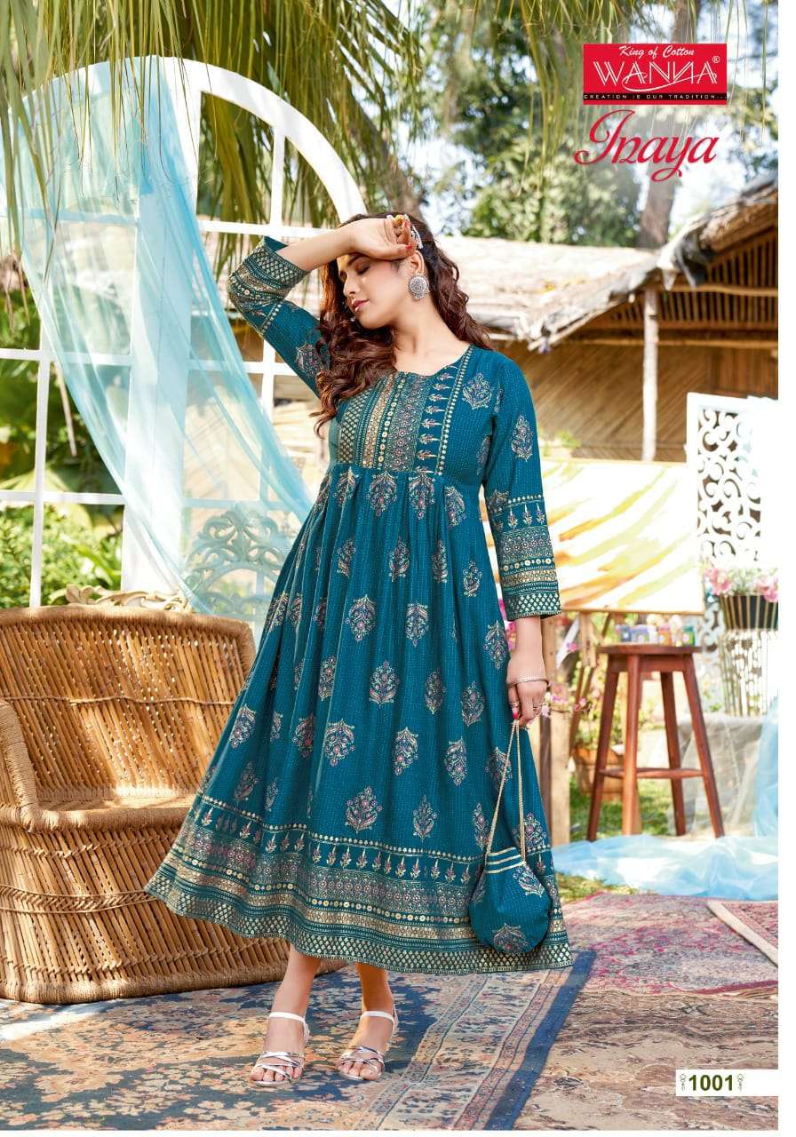 Wanna Inaya Catalog Festive Wear Rayon Anarkali Kurtis 