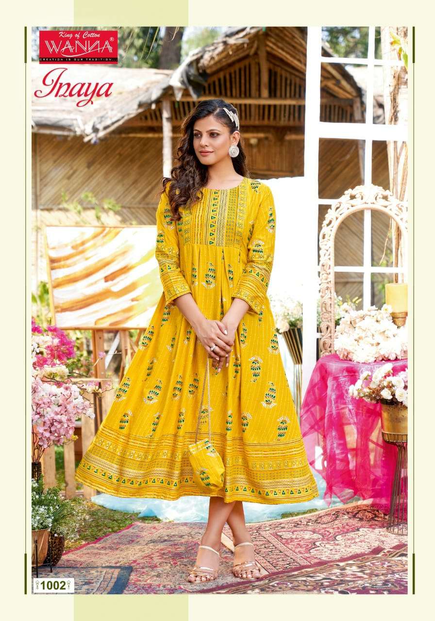 Wanna Inaya Catalog Festive Wear Rayon Anarkali Kurtis 