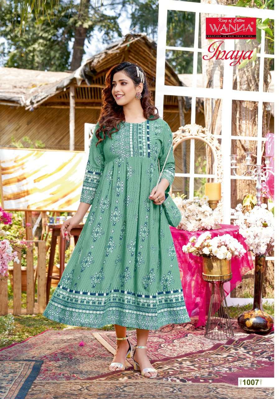 Wanna Inaya Catalog Festive Wear Rayon Anarkali Kurtis 