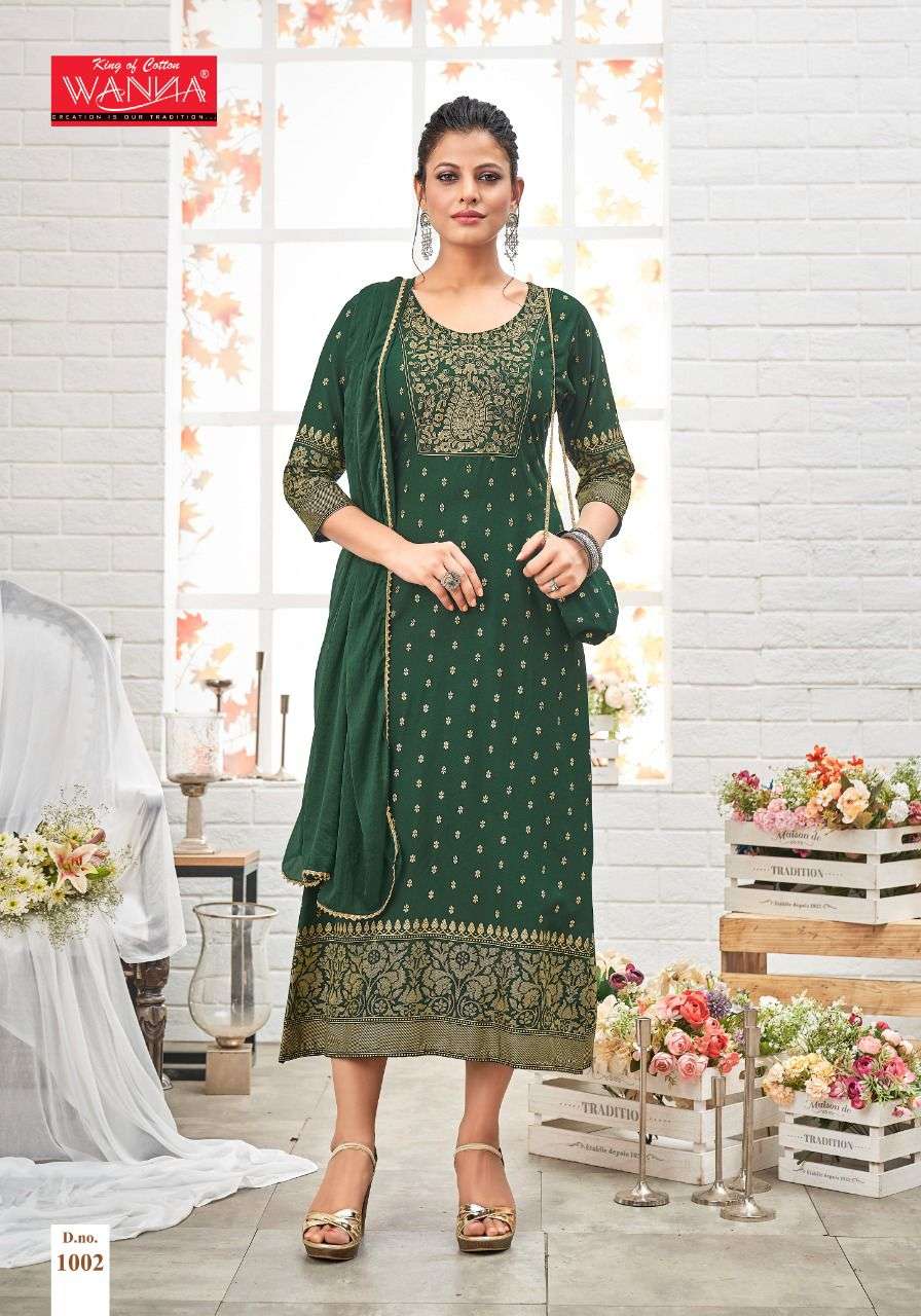 Wanna Paheli Catalog Festive Wear Long Anarkali Kurti With Dupatta 