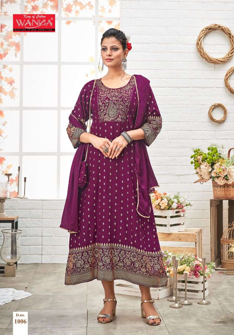 Wanna Paheli Catalog Festive Wear Long Anarkali Kurti With Dupatta 