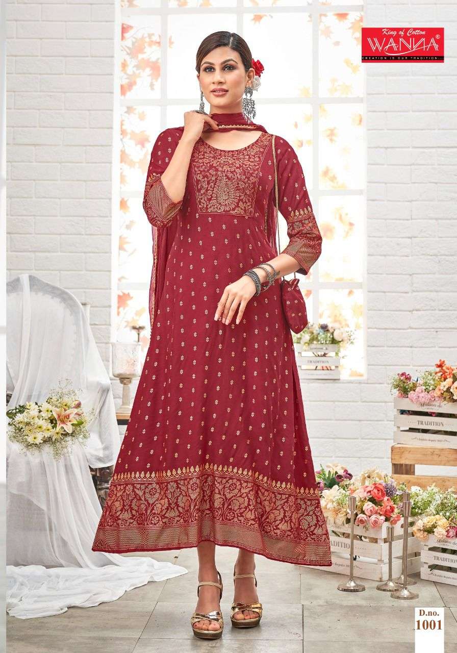 Wanna Paheli Catalog Festive Wear Long Anarkali Kurti With Dupatta 