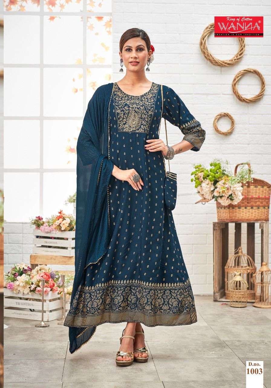 Wanna Paheli Catalog Festive Wear Long Anarkali Kurti With Dupatta 