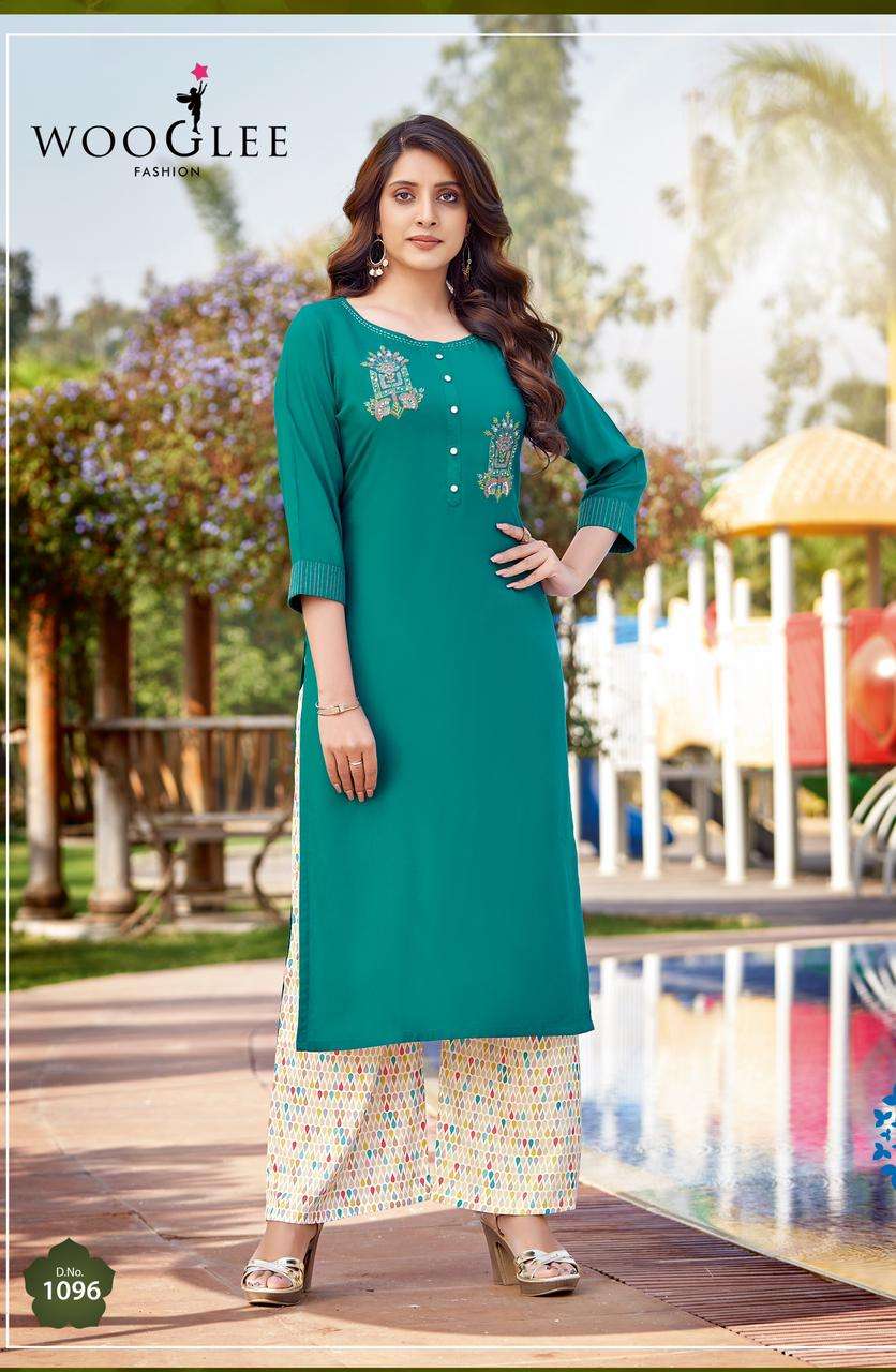 Wooglee Celebration Vol 15 Catalog Designer Wear Kurti With Palazzo 