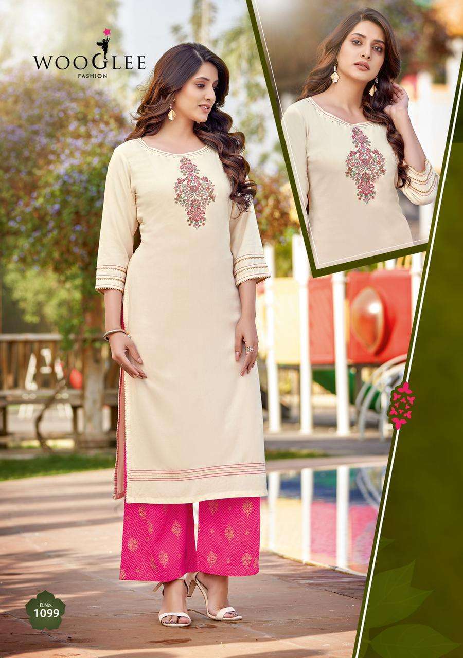 Wooglee Celebration Vol 15 Catalog Designer Wear Kurti With Palazzo 