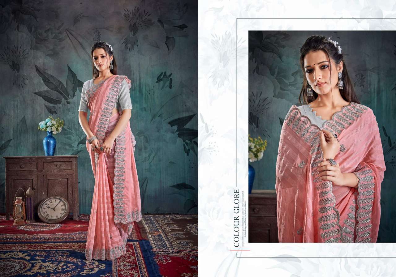Ynf Ikea Zari Catalog Fancy Wear Georgette Patta Embroidery Work Sarees 
