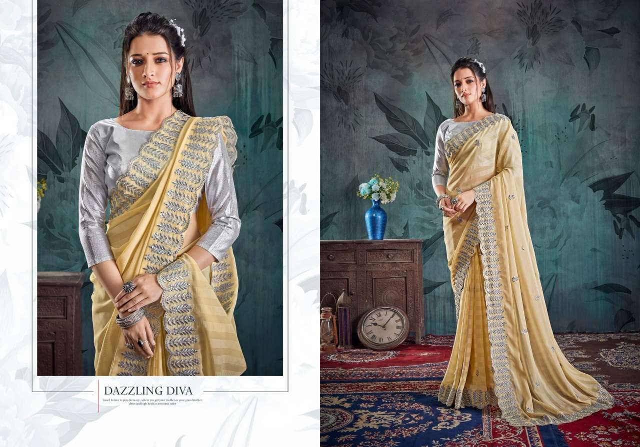 Ynf Ikea Zari Catalog Fancy Wear Georgette Patta Embroidery Work Sarees 