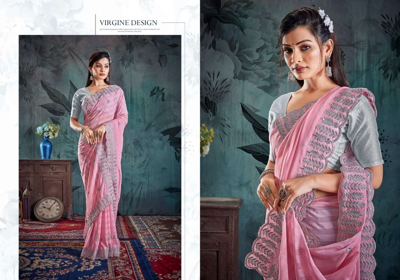 Ynf Ikea Zari Catalog Fancy Wear Georgette Patta Embroidery Work Sarees 