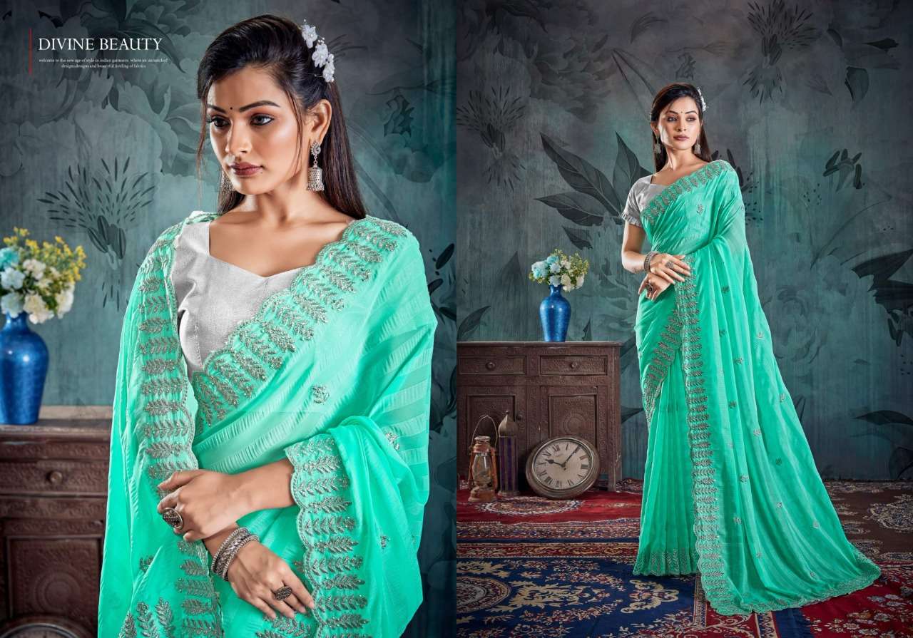 Ynf Ikea Zari Catalog Fancy Wear Georgette Patta Embroidery Work Sarees 