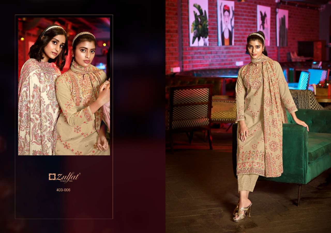 Zulfat Aline Catalog Daily Wear Pure Cotton Unstitched Women Dress Materials