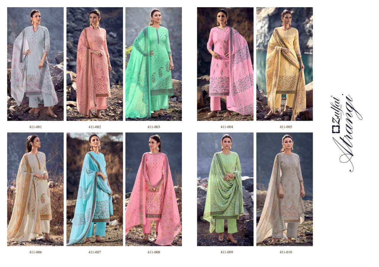 Zulfat Atrangi Catalog Designer Wear Pure Cotton Printed Ladies Dress Materials 