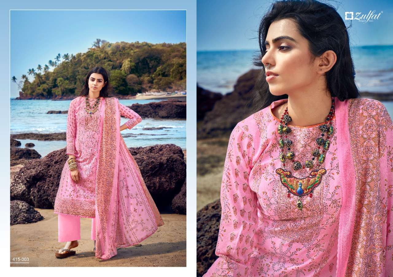 Zulfat Maria Catalog Casual Wear Pure Cotton Printed Ladies Dress Materials 
