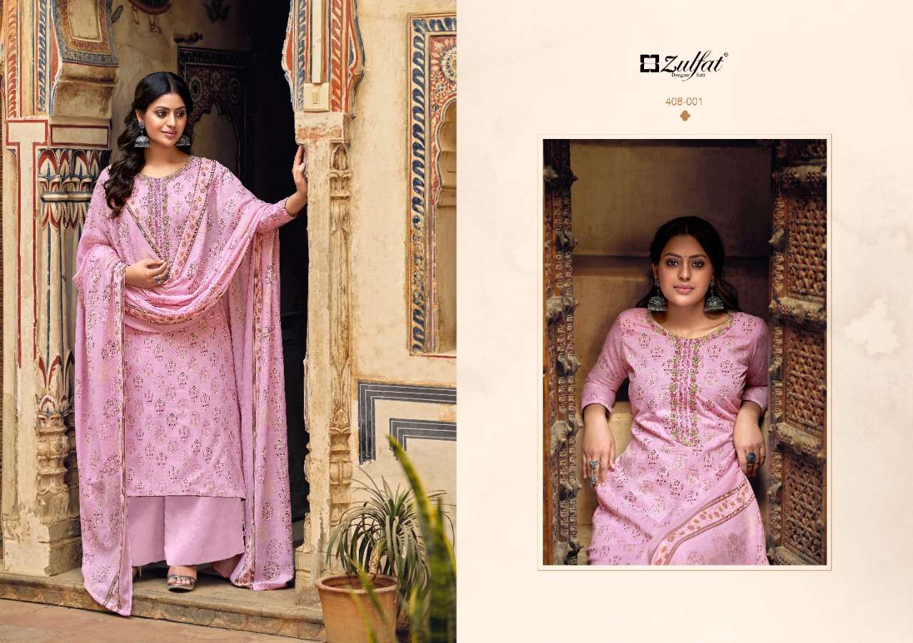 Zulfat Roza Catalog Casual Wear Pure Cotton Ladies Dress Materials