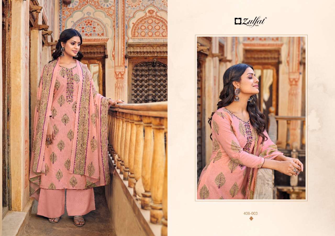 Zulfat Roza Catalog Casual Wear Pure Cotton Ladies Dress Materials
