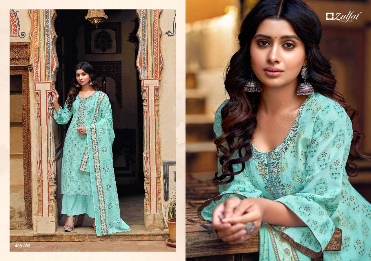 Zulfat Roza Catalog Casual Wear Pure Cotton Ladies Dress Materials