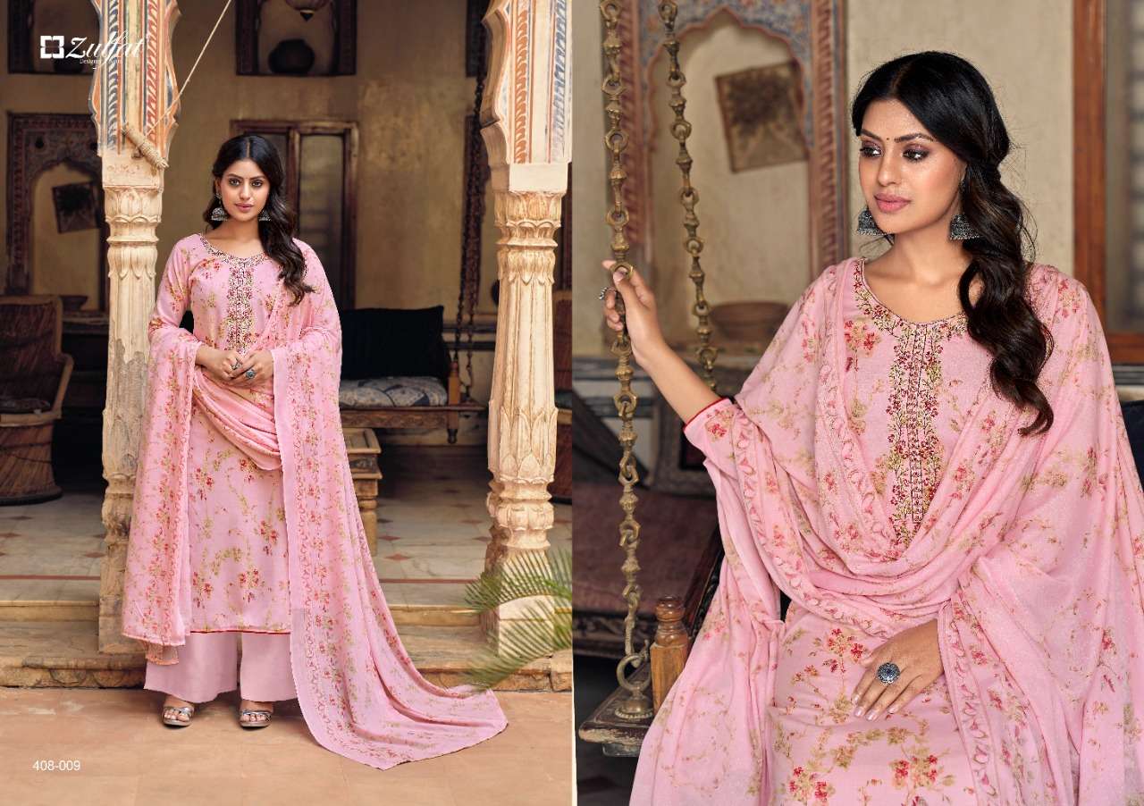 Zulfat Roza Catalog Casual Wear Pure Cotton Ladies Dress Materials