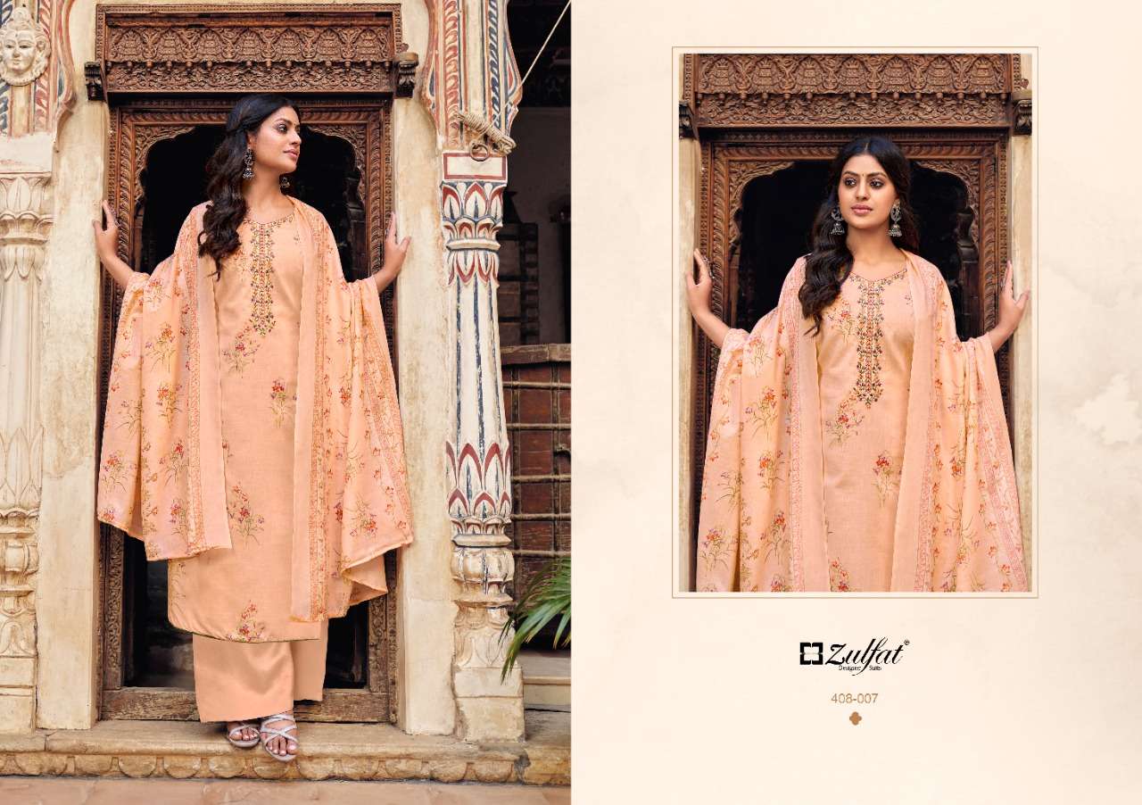 Zulfat Roza Catalog Casual Wear Pure Cotton Ladies Dress Materials