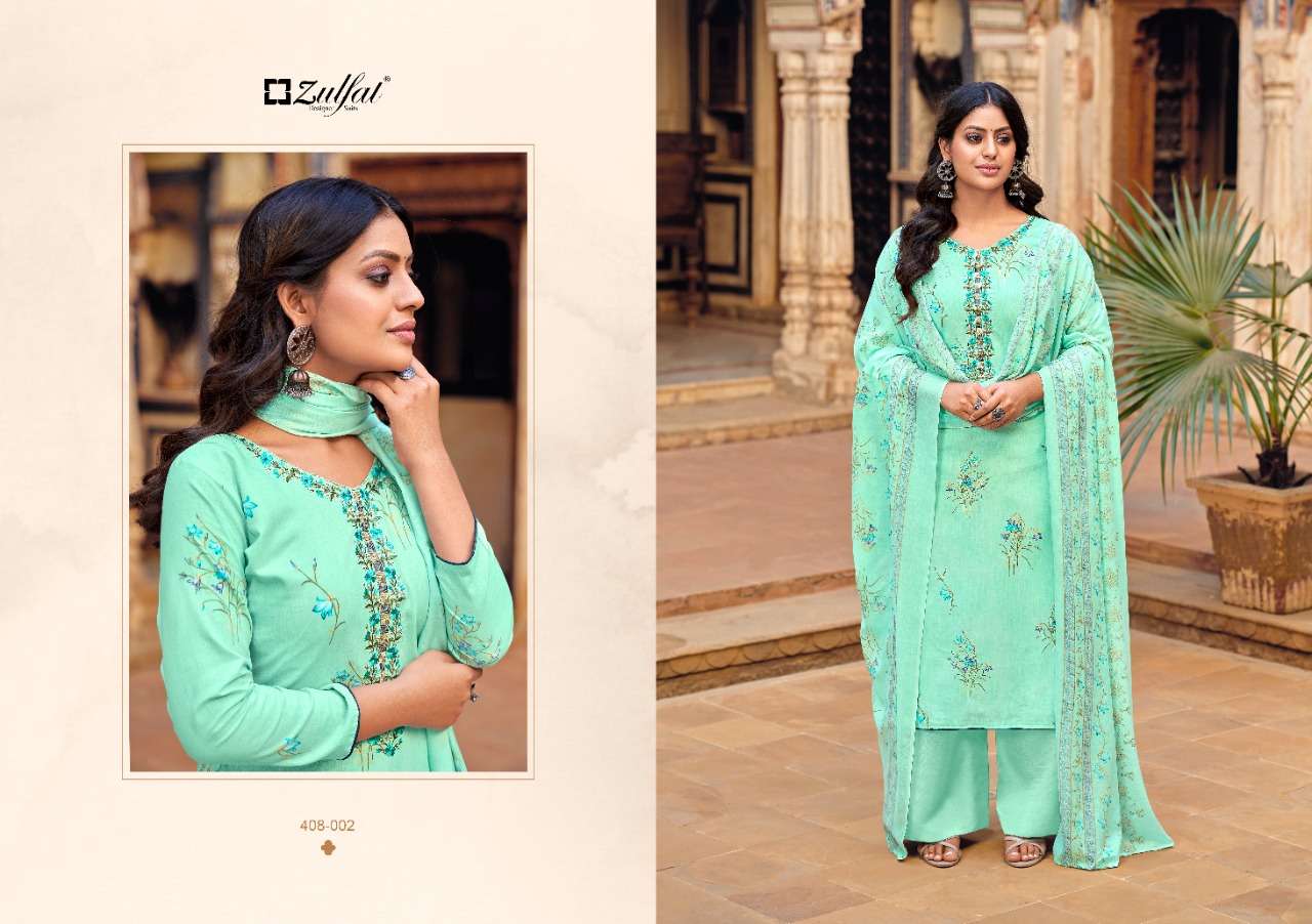 Zulfat Roza Catalog Casual Wear Pure Cotton Ladies Dress Materials