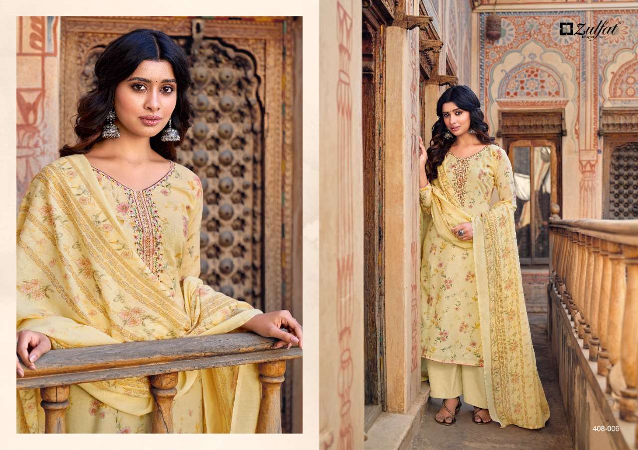 Zulfat Roza Catalog Casual Wear Pure Cotton Ladies Dress Materials