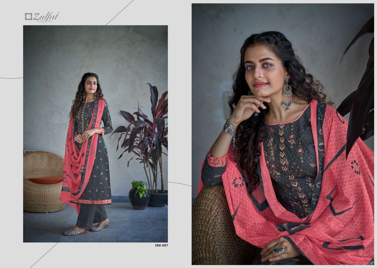 Zulfat Shanaya Catalog Designer Wear Cotton Printed Ladies Dress Materials